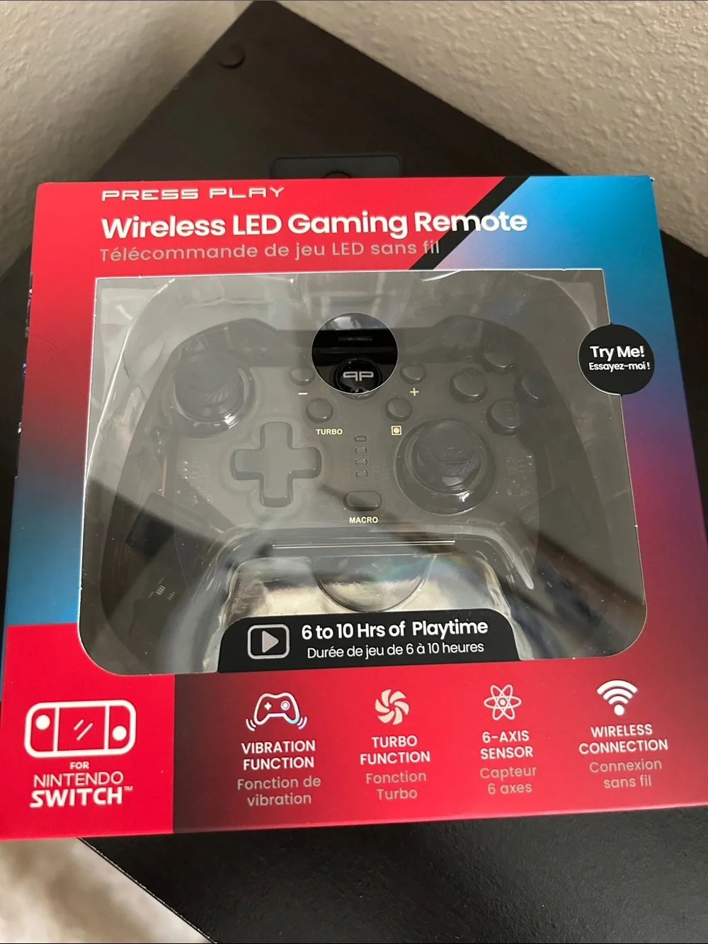 Press Play Wireless LED Gaming Remote with Green LED Accent